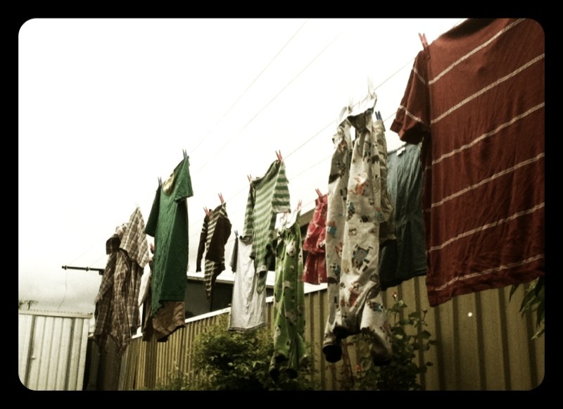 Washing our laundry in the rain - woops
